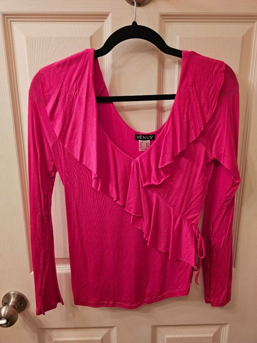 NWOT Venus Small Hot Pink V-Neck Blouse